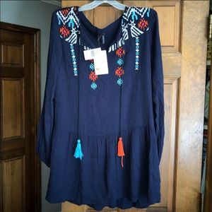 NWT THML Navy Tunic Boho Style